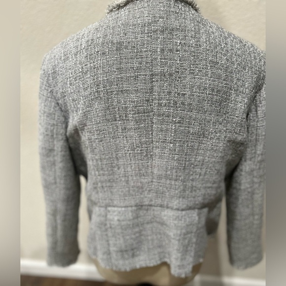 Liz Claiborne women’s tweed zip up fringe jacket size L - Picture 3 of 12